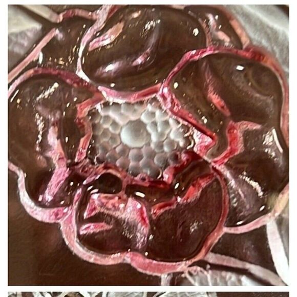 Mikasa Rosella Vintage Walther Crystal Cake Plate Floral Pink /Red Frosted 14” - Picture 5 of 8